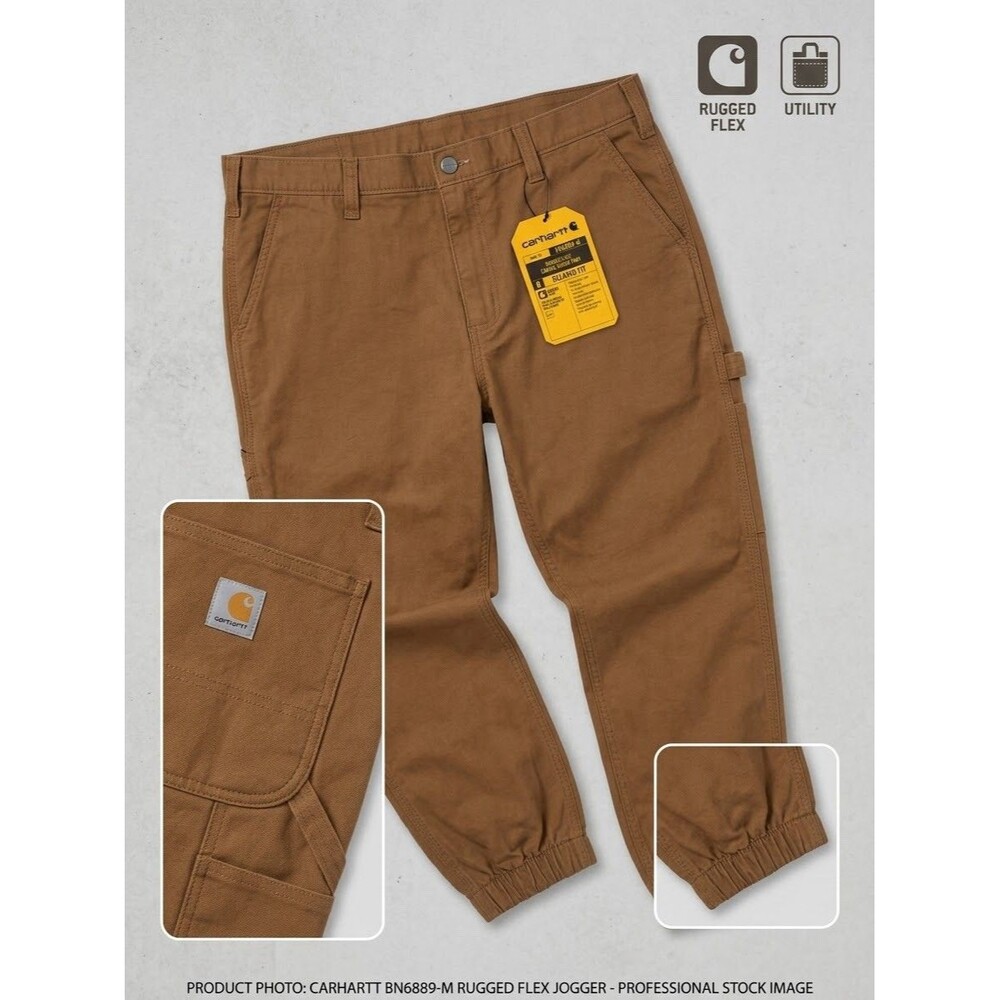 Carhartt Mens 40 Rugged Flex Canvas Jogger Pants Brown BN6889 Work Cargo 106889